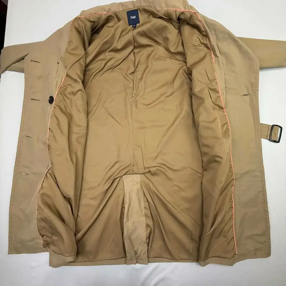 Gap Women's Medium Tan Double-Breasted Belted Trench Coat - Picture 3 of 14